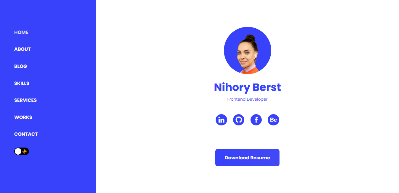 Nihory - Personal Portfolio Site Template home section
